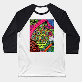 Abstract Fluoro 2 portrait View Baseball T-Shirt